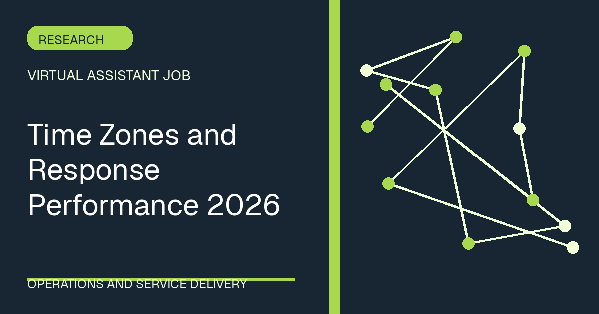 Time Zones and Response Performance 2026 illustrated with constellation shapes in the slate-lime palette